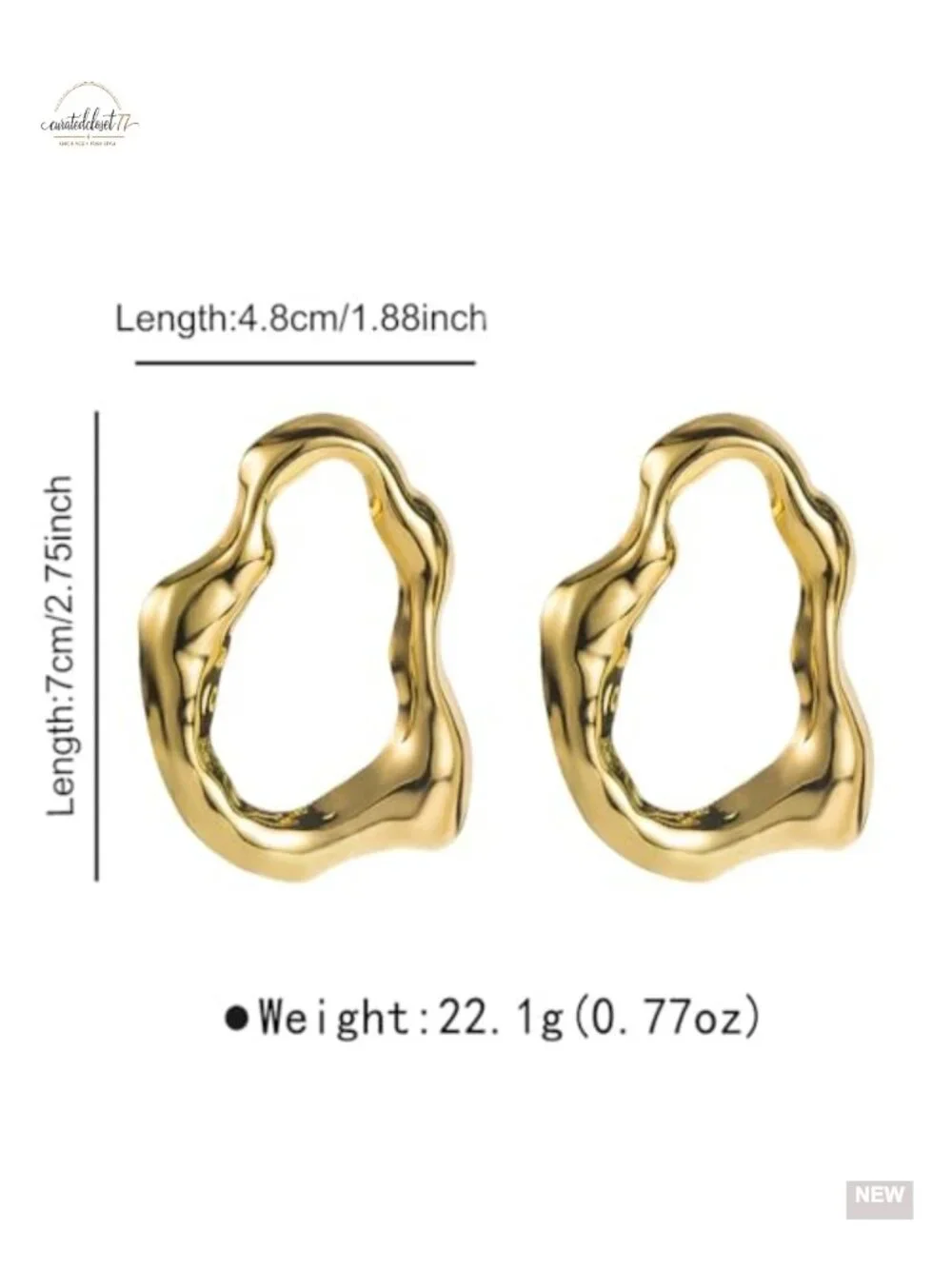 Chunky Irregular Circle Stud Earrings Lightweight Hollowed Design Party Jewelry